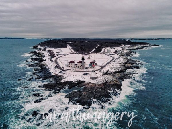 Beavertail Lighthouse Snow Scene